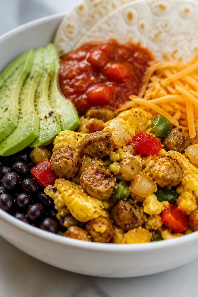 Meal Prep Turkey Sausage Breakfast Burrito Bowls