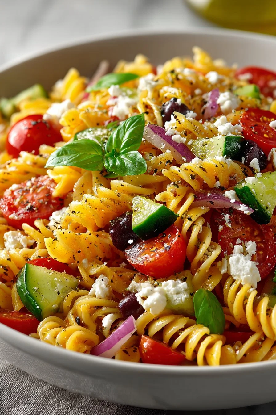 Mediterranean Style Vegetarian Pasta Salad