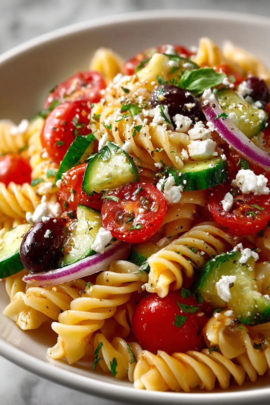 Mediterranean Style Vegetarian Pasta Salad