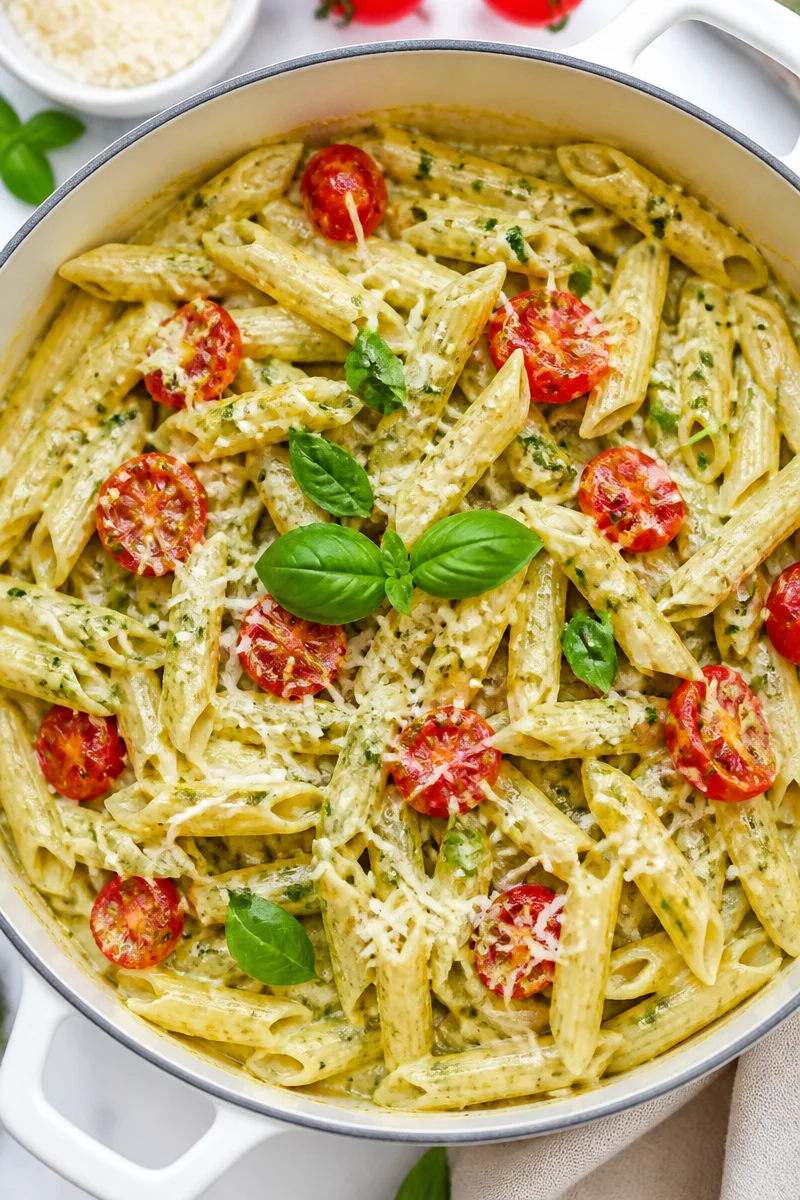 One Pot Creamy Pesto Pasta Recipes