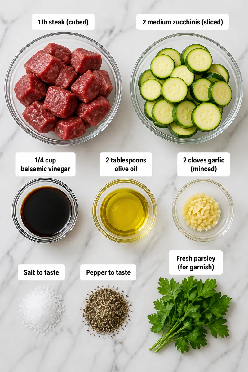 Quick Balsamic Glazed Steak Bites And Zucchini
