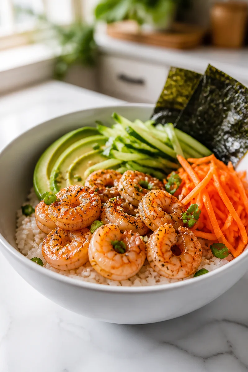 Quick Weeknight Shrimp Sushi Bowl