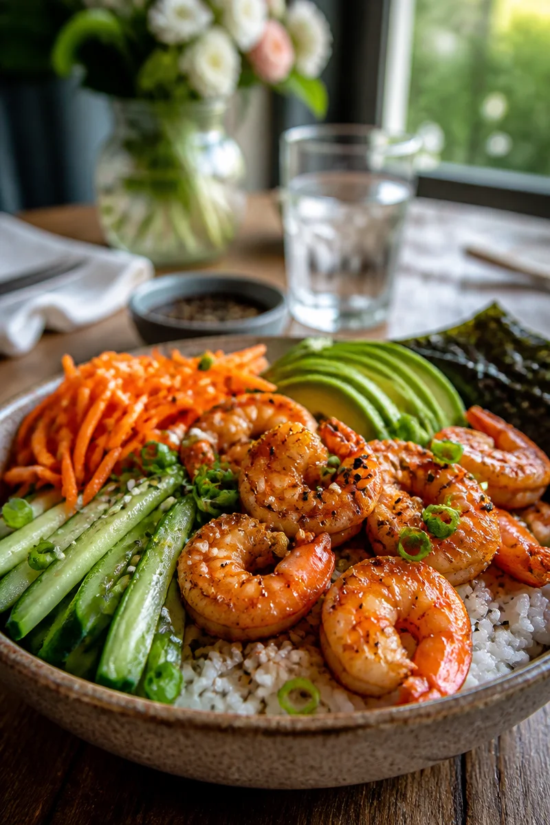 Quick Weeknight Shrimp Sushi Bowl