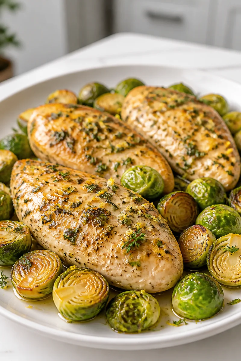 Sheet Pan Lemon Herb Chicken And Brussels Sprouts