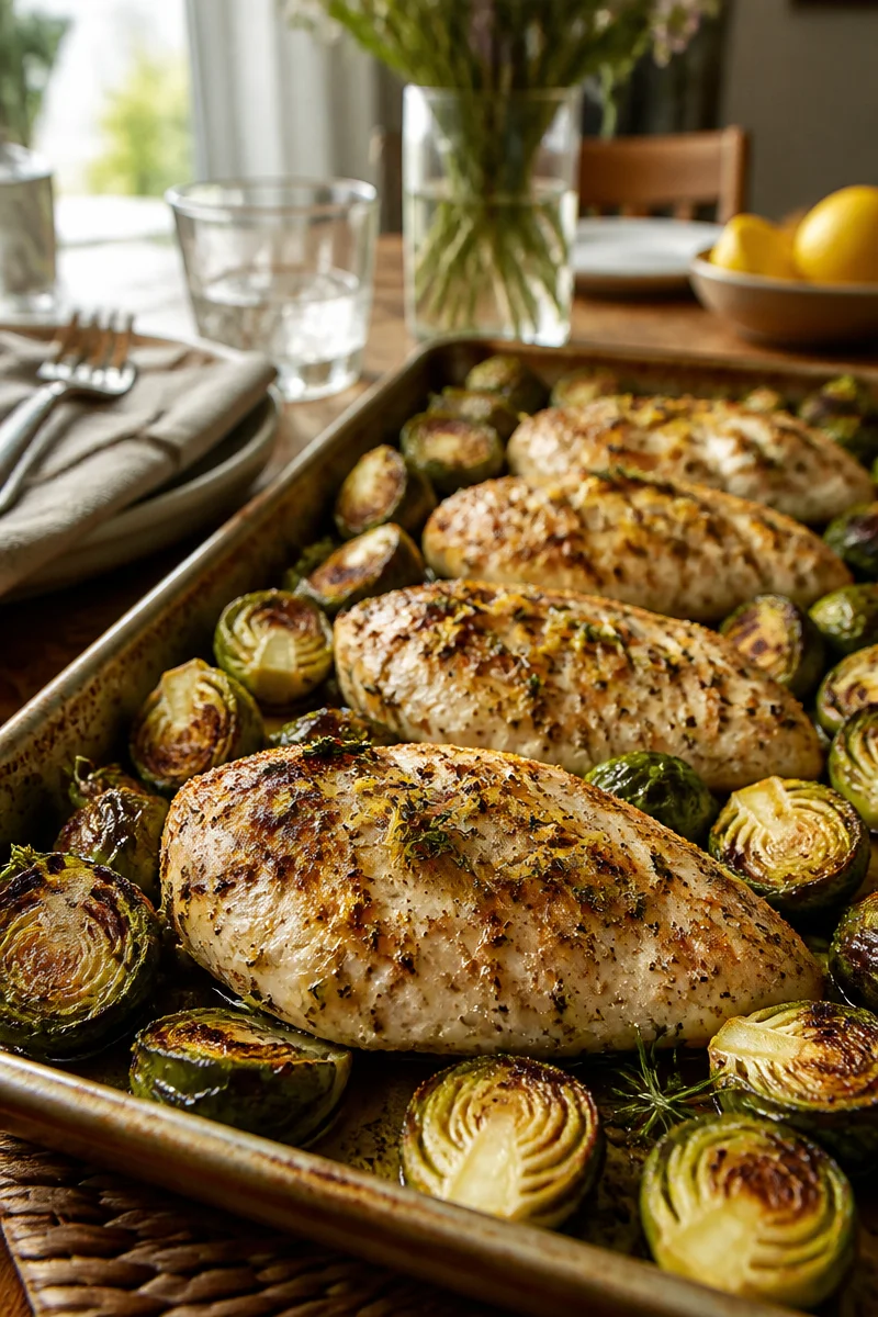 Sheet Pan Lemon Herb Chicken And Brussels Sprouts