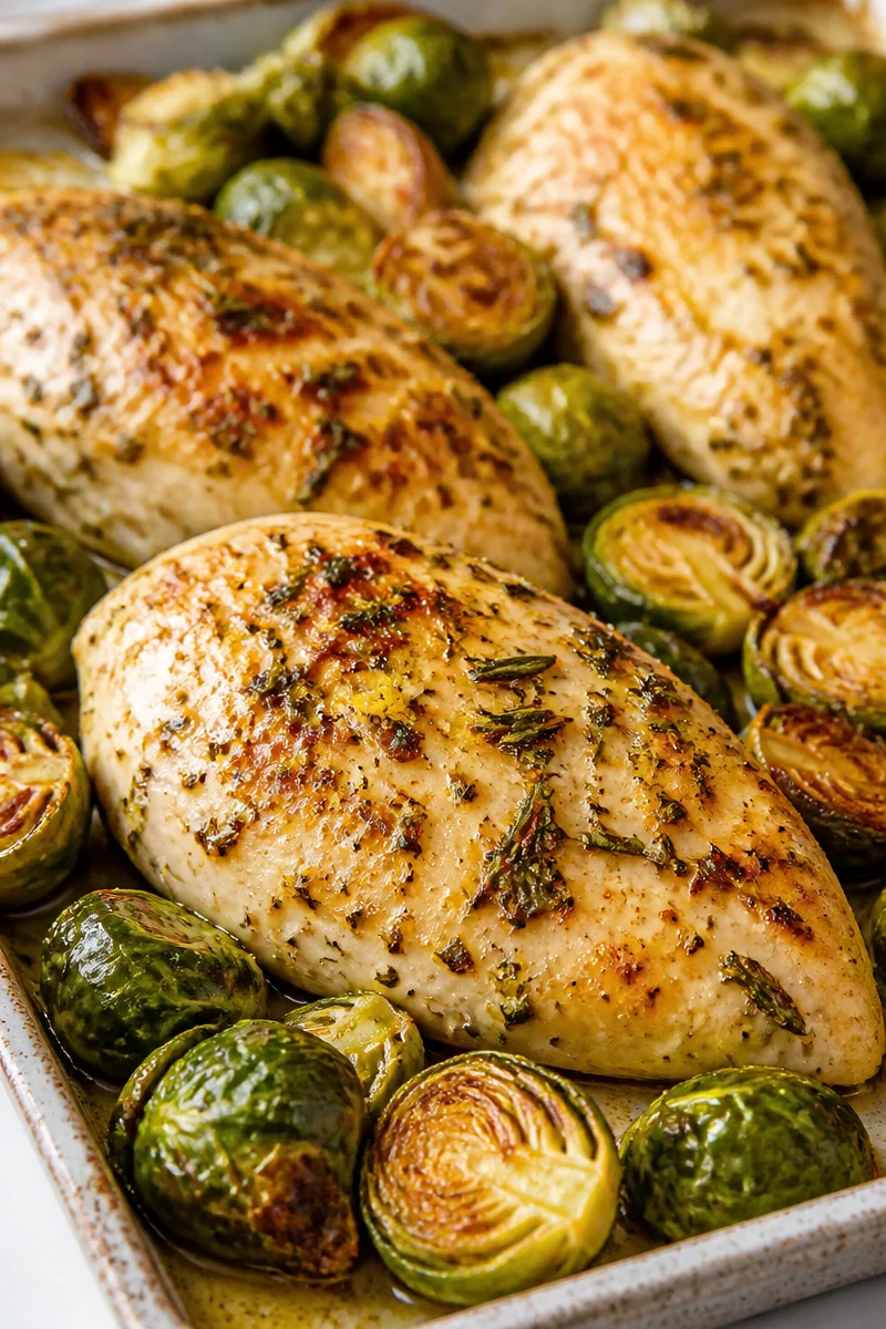 Sheet Pan Lemon Herb Chicken And Brussels Sprouts