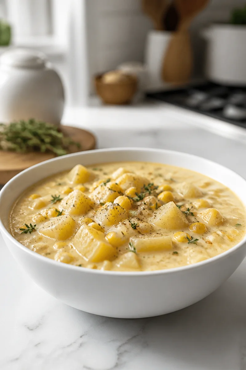 Slow Cooker Creamy Potato And Corn Chowder
