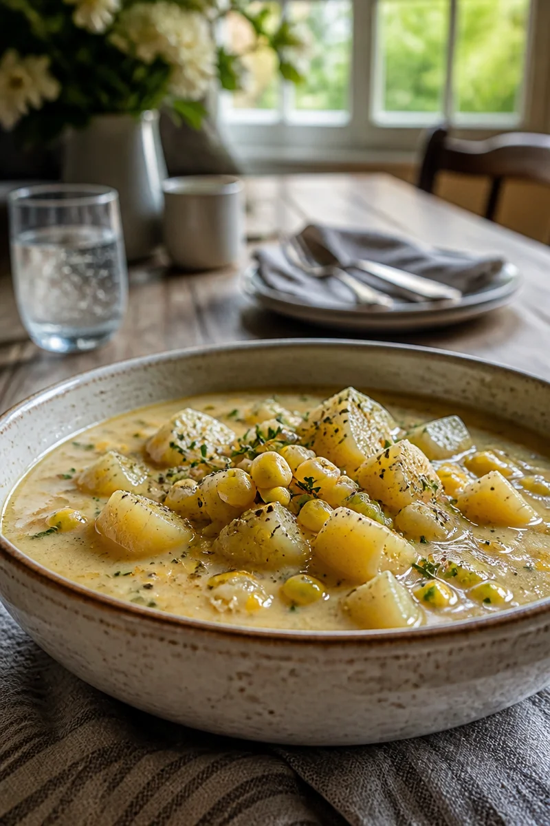 Slow Cooker Creamy Potato And Corn Chowder