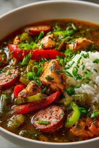 Slow Simmered Chicken and Sausage Gumbo