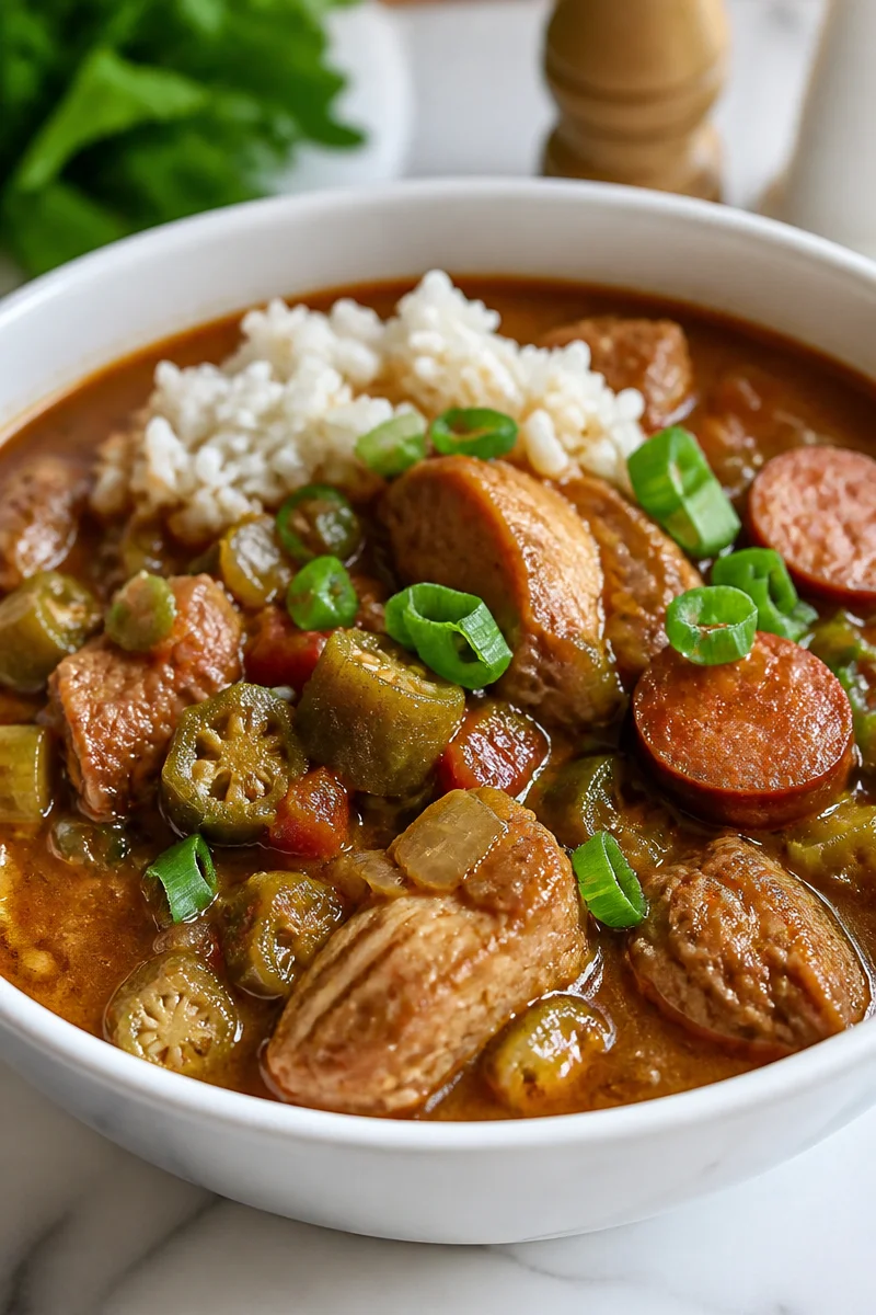 Slow Simmered Chicken and Sausage Gumbo