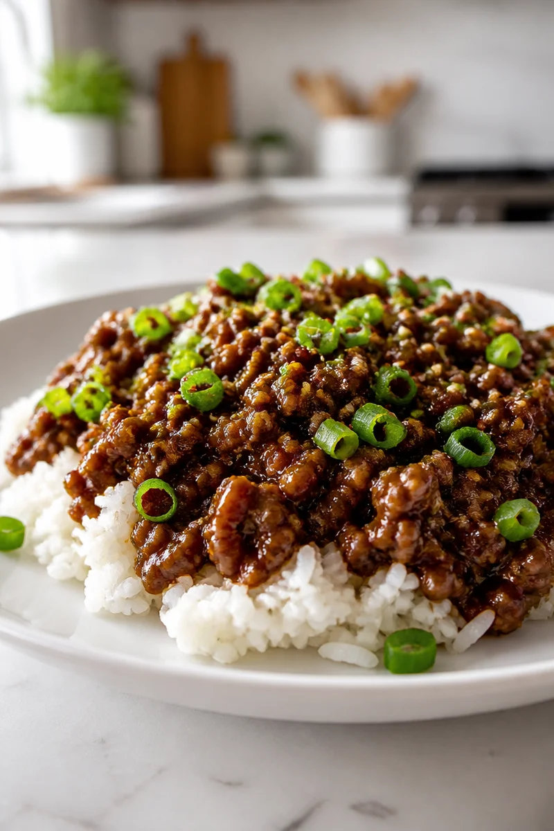 Sticky Sweet and Spicy Mongolian Ground Beef