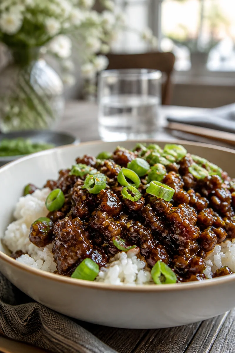 Sticky Sweet and Spicy Mongolian Ground Beef