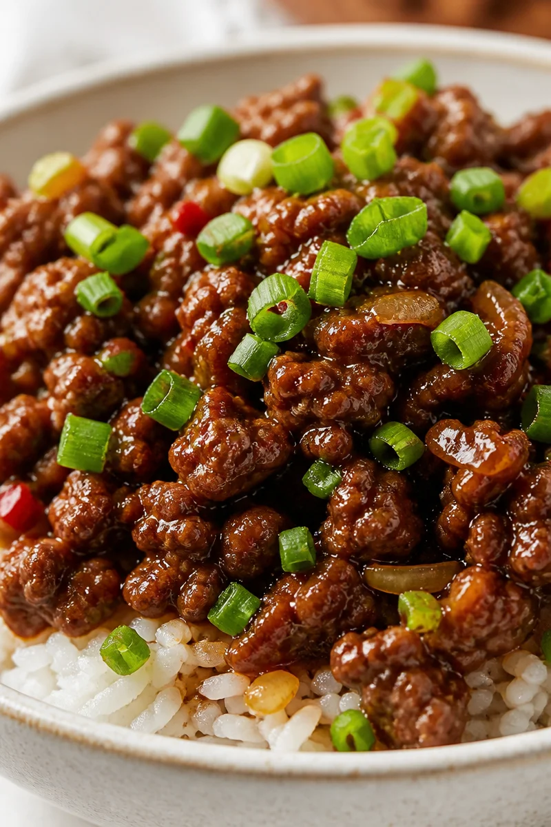 Sticky Sweet and Spicy Mongolian Ground Beef
