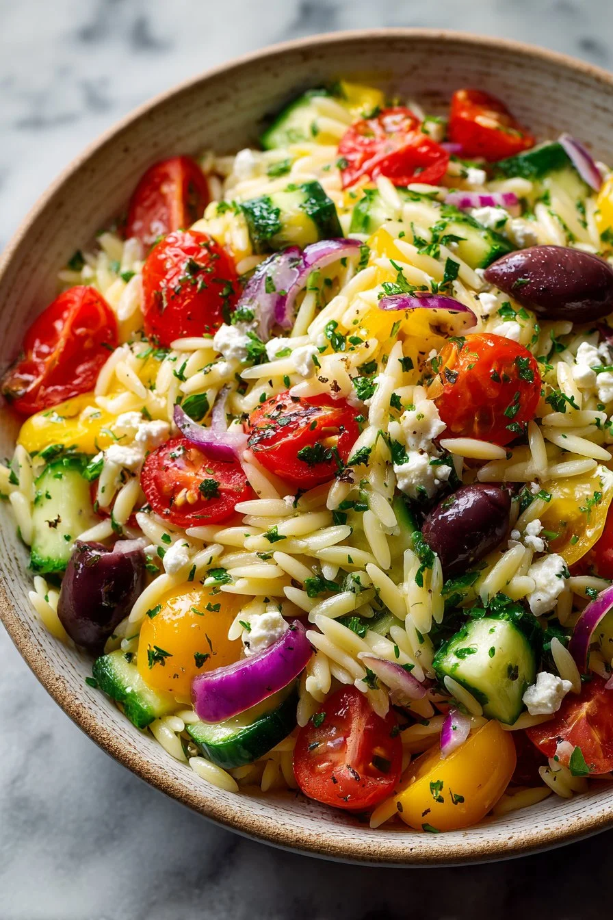 Summer Veggie Mediterranean Orzo Salad