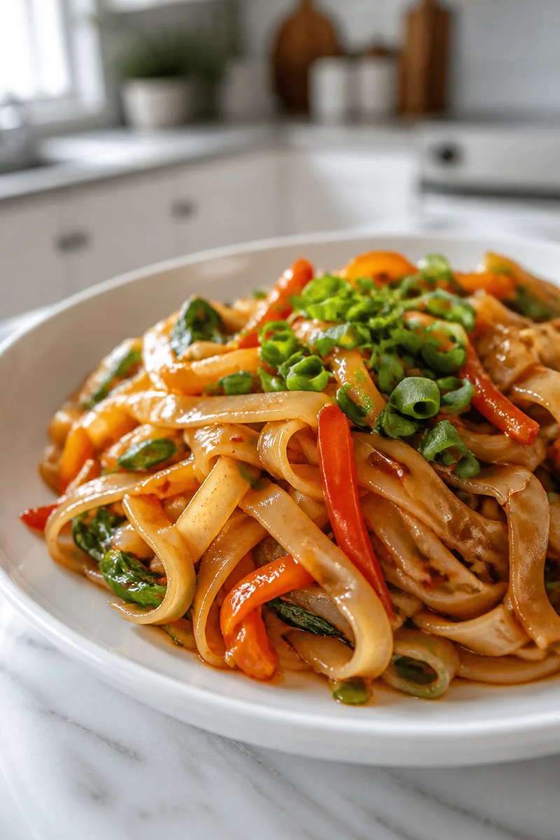 Sweet Basil and Bell Pepper Italian Drunken Noodle