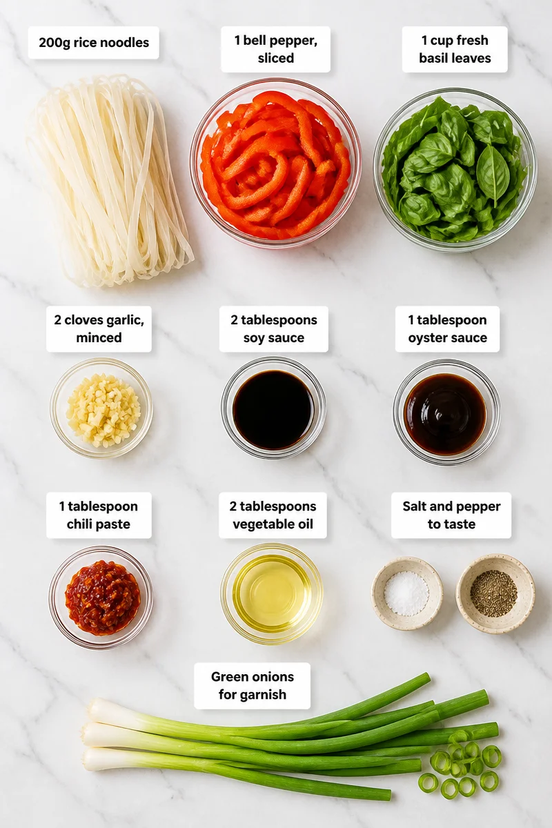Sweet Basil and Bell Pepper Italian Drunken Noodle