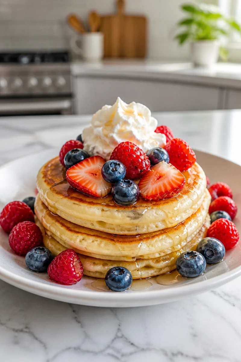 Sweet Berry Topped Japanese Pancake