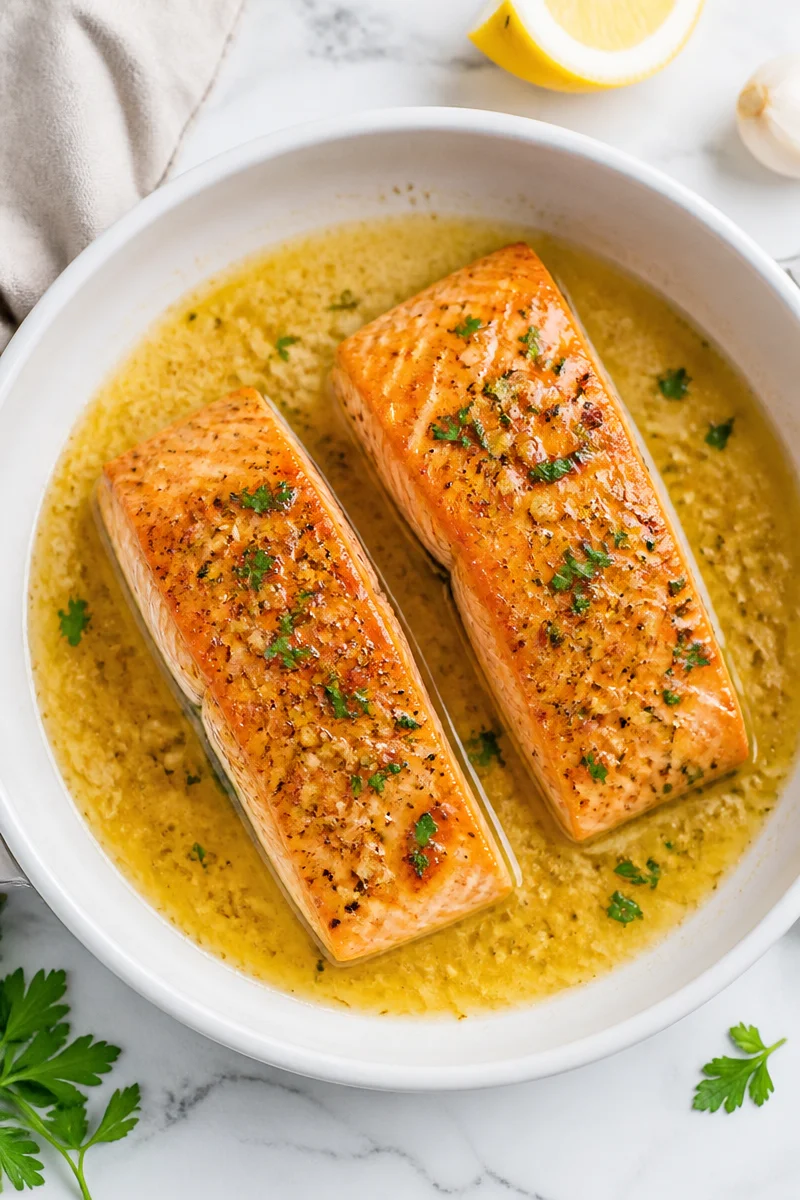 20 Minute Skillet Lemon Butter Salmon Keto Dinner Recipe