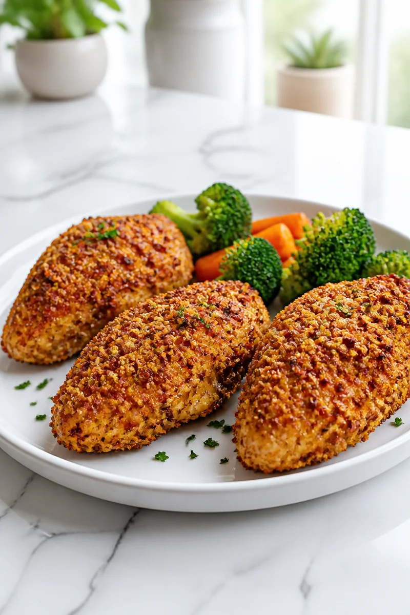 Air Fryer Pecan Crusted Honey Mustard Chicken