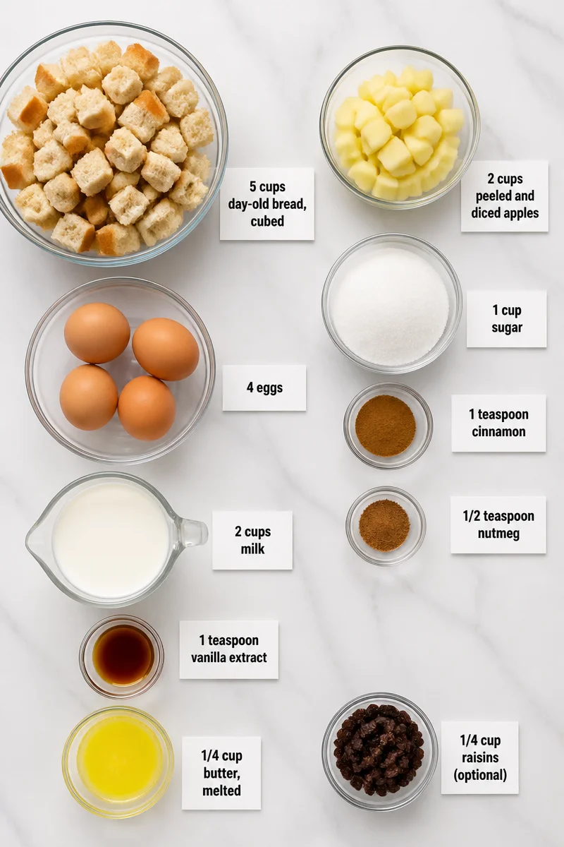 Apple Pie Bread Pudding with Vanilla Sauce