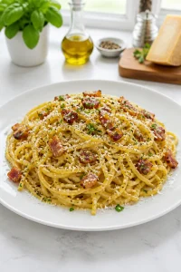 Authentic Pasta Carbonara with Crispy Pancetta