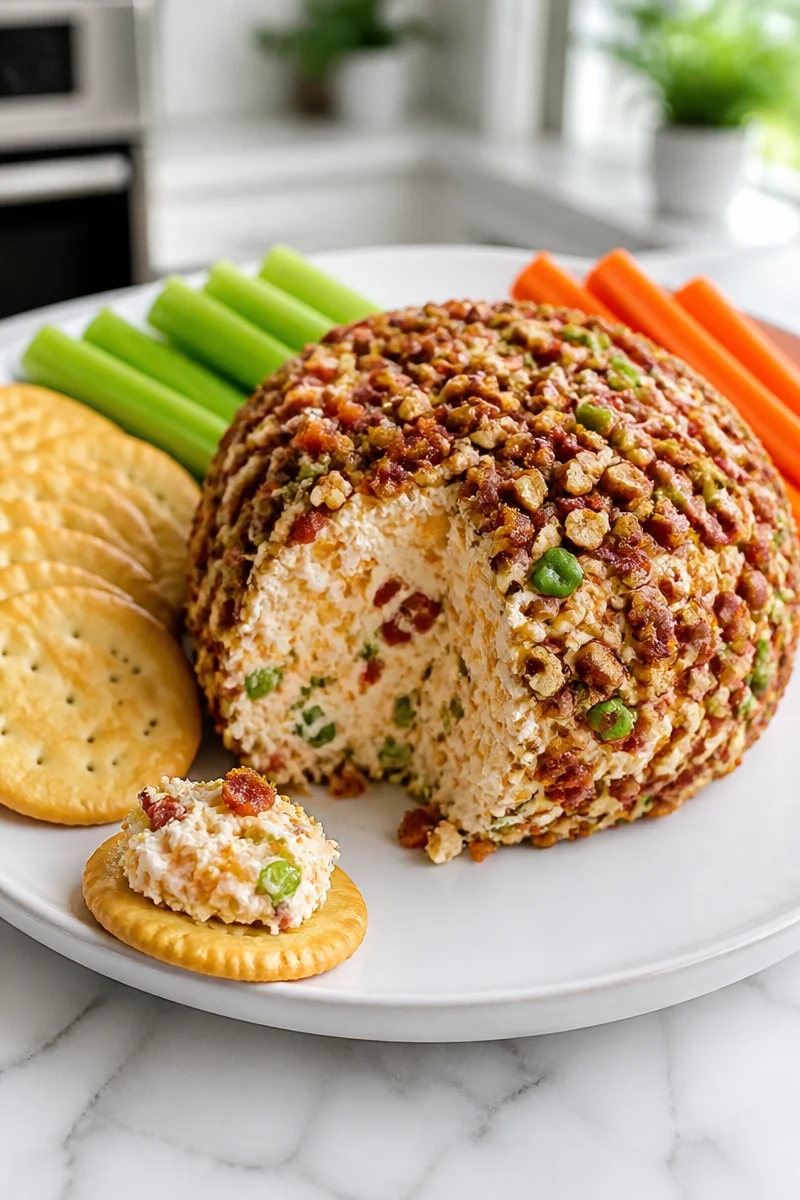 Bacon and Jalapeno Popper Cheese Ball Appetizer for parties and gatherings