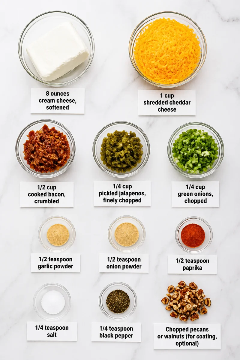 Bacon and Jalapeno Popper Cheese Ball Appetizer