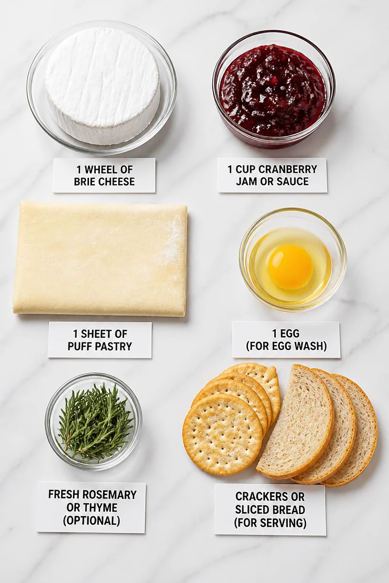 Baked Brie Holiday Appetizer with Cranberry Jam