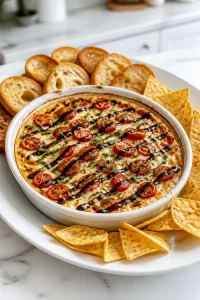 Baked Caprese Dip with Balsamic Glaze