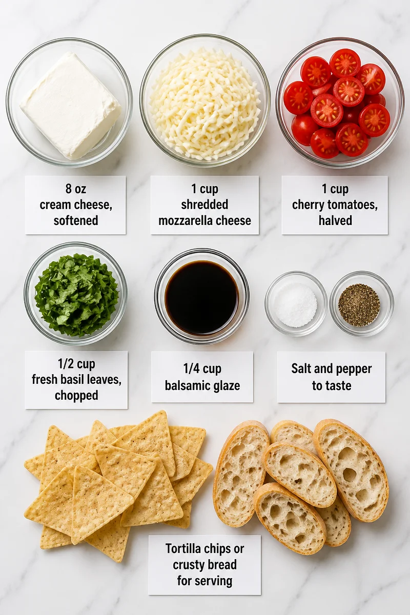 Baked Caprese Dip with Balsamic Glaze