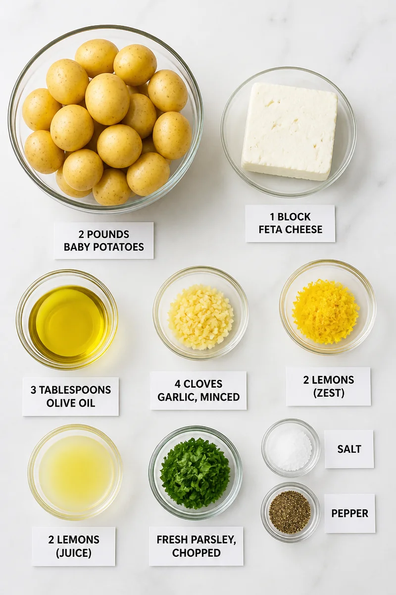 Baked Feta Potatoes with Lemon and Garlic Butter