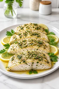 Baked Halibut with Lemon and Herb Butter