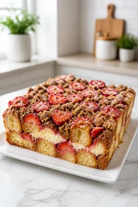 Baked Strawberry Cheesecake French Toast Bake with Streusel