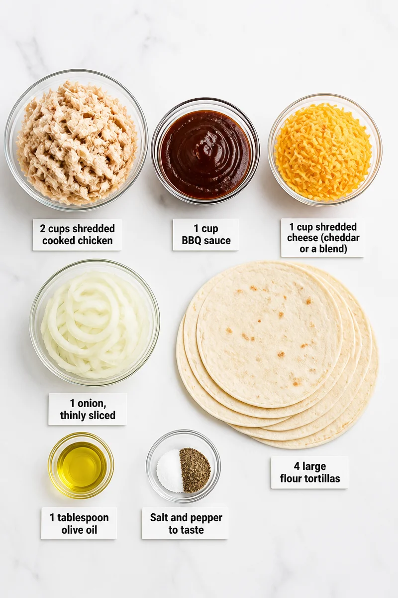 Cheesy BBQ Pulled Chicken And Onion Quesadilla Recipe