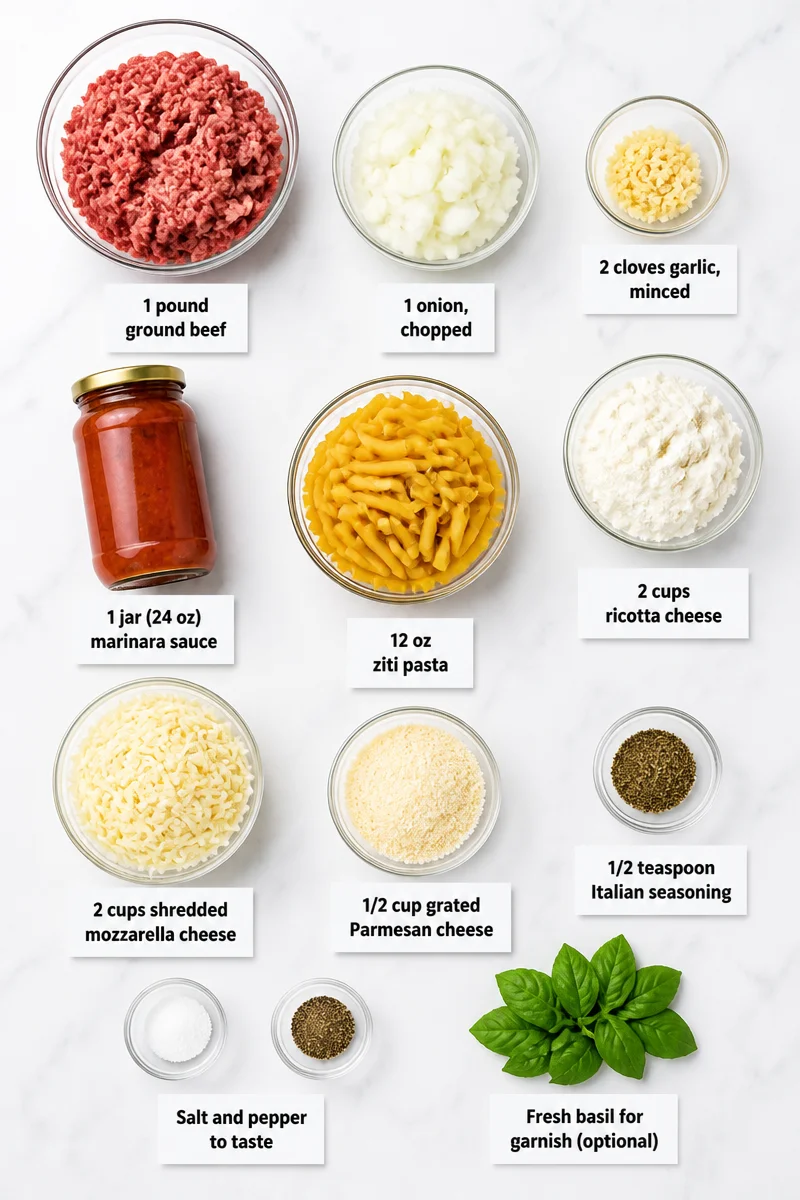 Cheesy Italian Ground Beef Baked Ziti Recipe