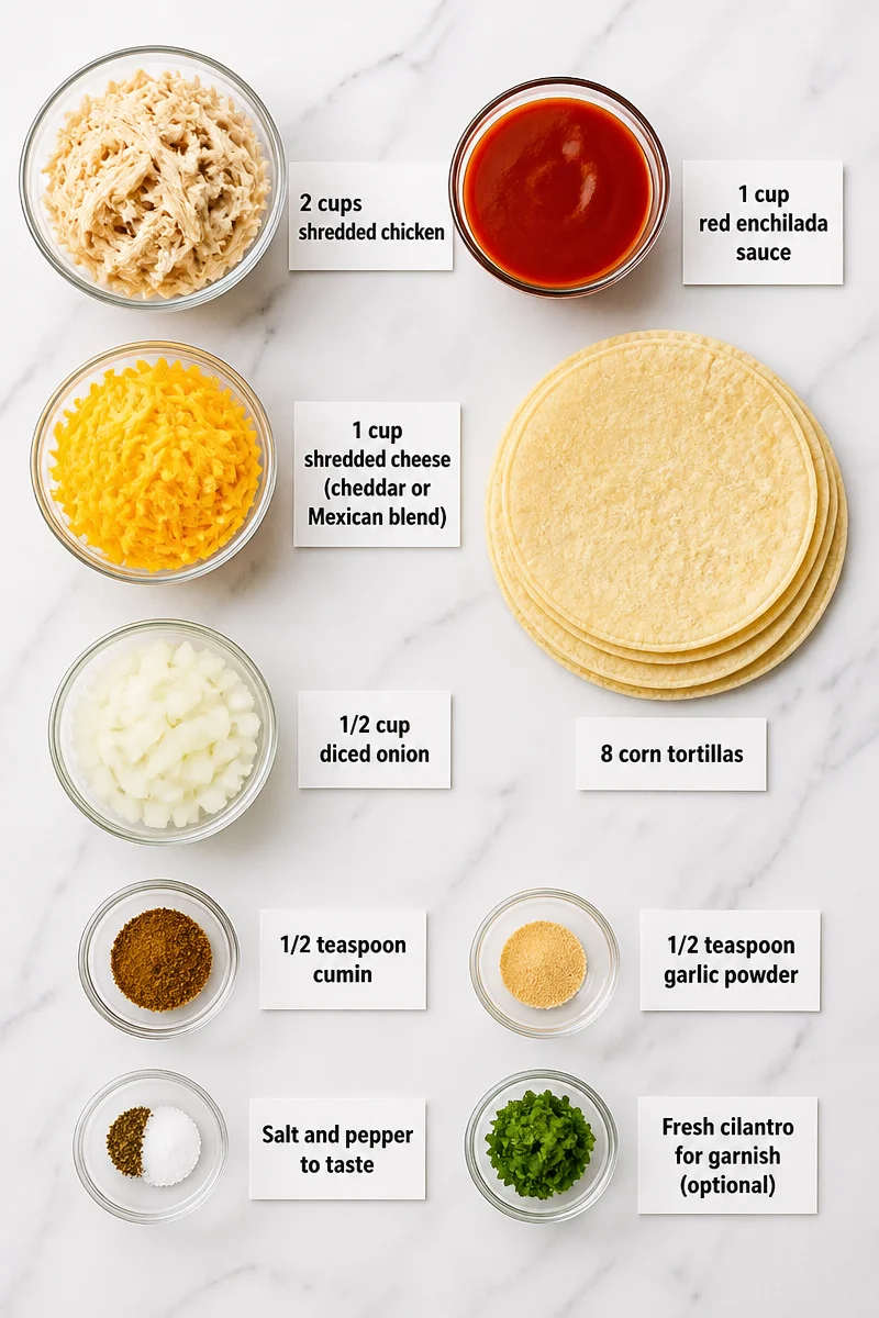 Cheesy Red Sauce Shredded Chicken Enchilada Dinner