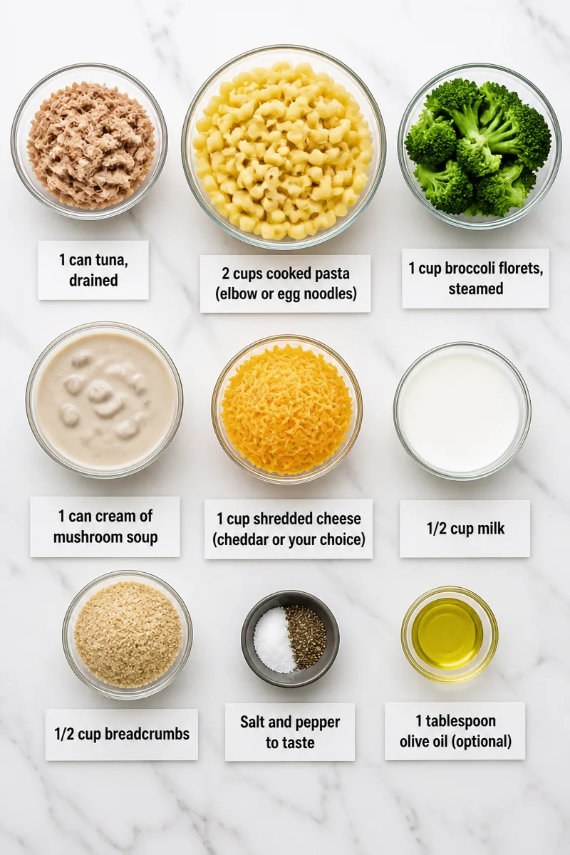 Cheesy Tuna Casserole with Broccoli and Breadcrumb
