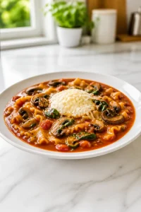 Cheesy Vegetarian Mushroom And Spinach Lasagna Soup Recipe