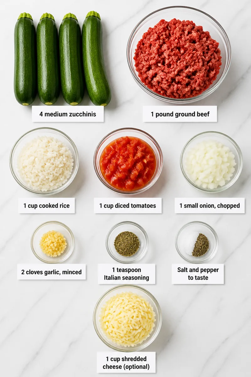Classic Beef and Rice Stuffed Zucchini Boat