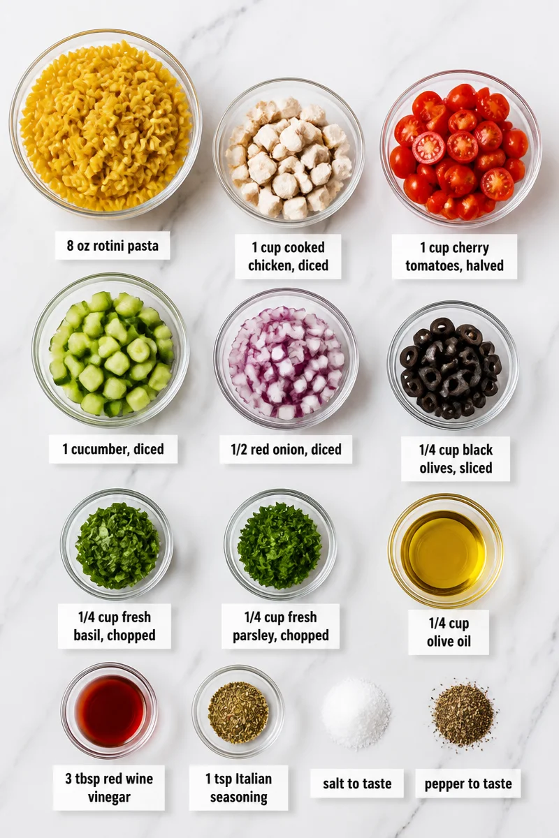 Classic Italian Herb And Chicken Pasta Salad