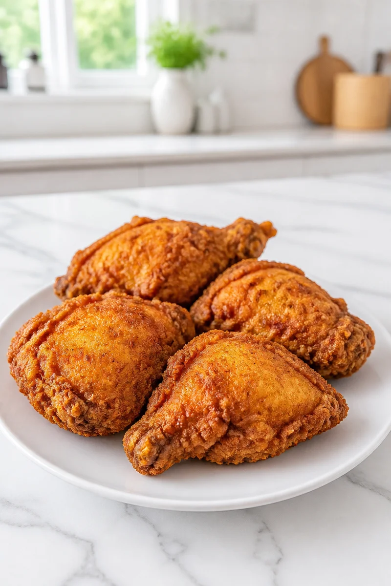Crispy and golden buttermilk fried chicken served on a plate