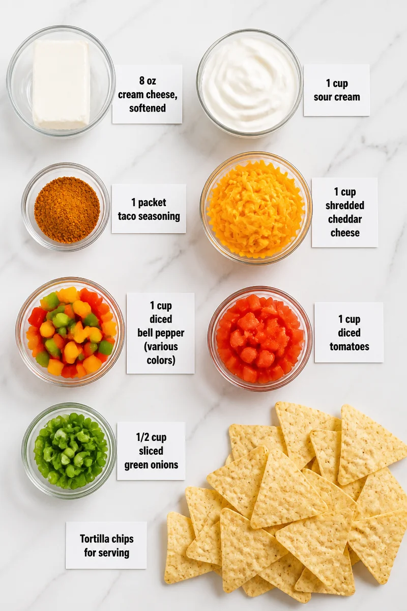 Cold Creamy Taco Dip with Bell Pepper