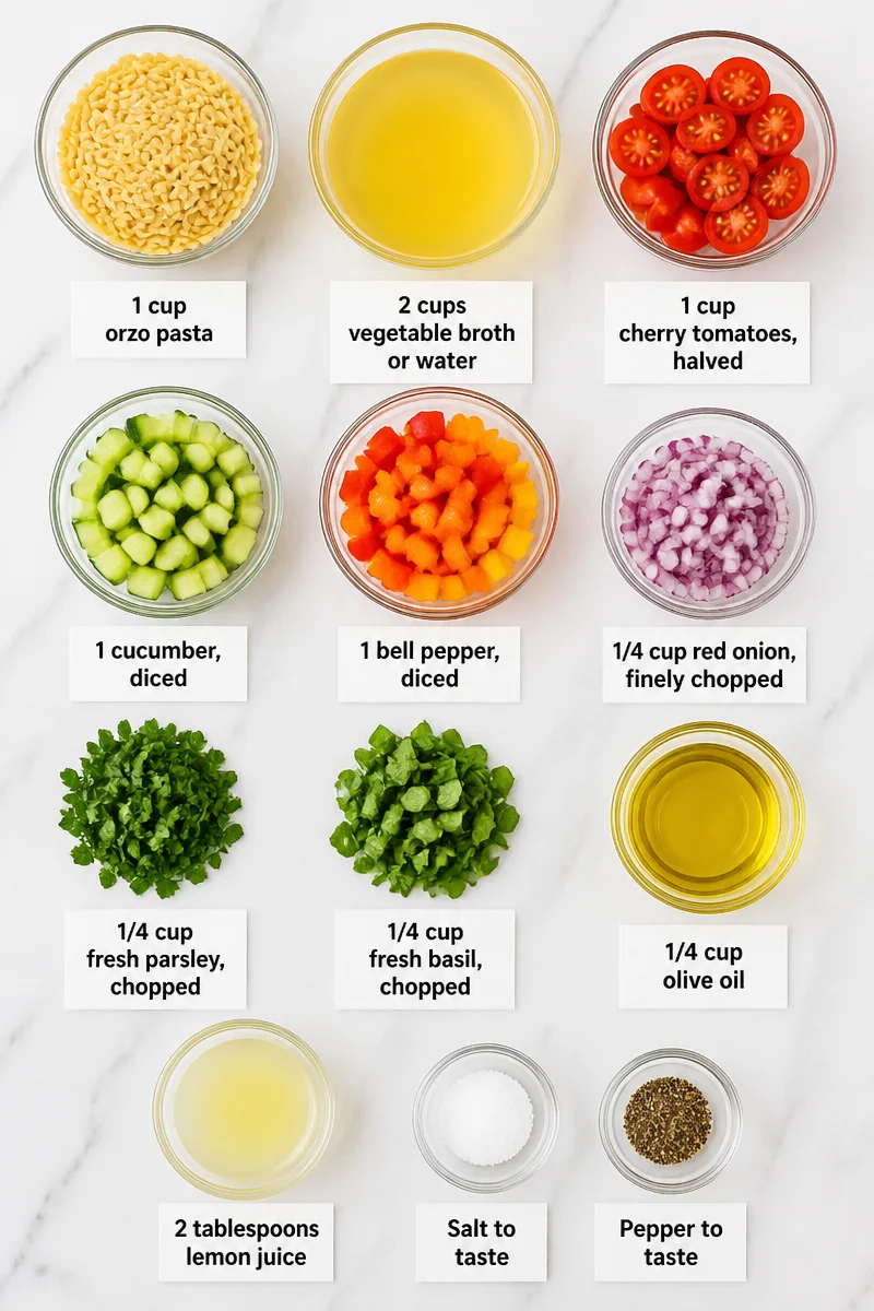 Cold Orzo Pasta Salad with Herb Dressing