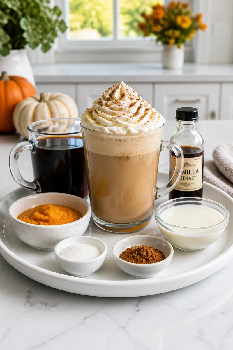 Delicious homemade pumpkin spice latte in a cozy coffee mug