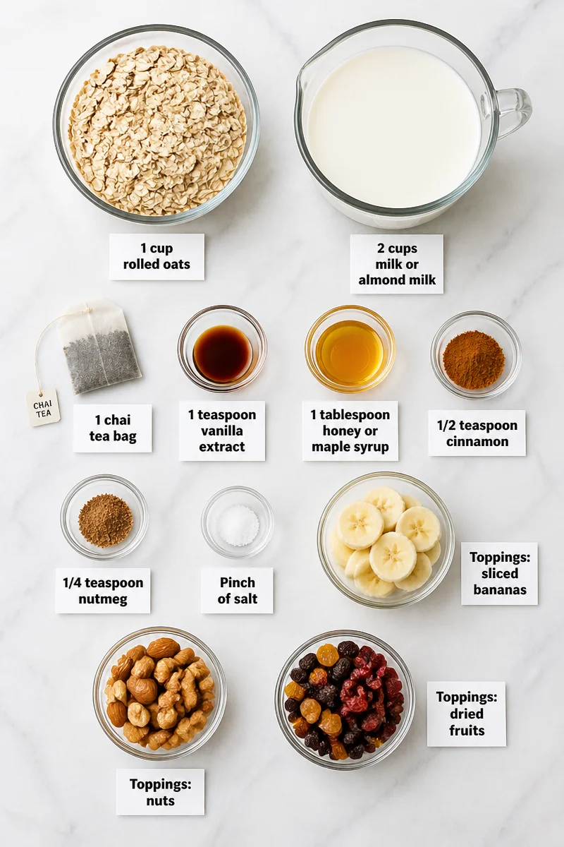 Cozy Spiced Vanilla Chai Oatmeal Breakfast Bowl