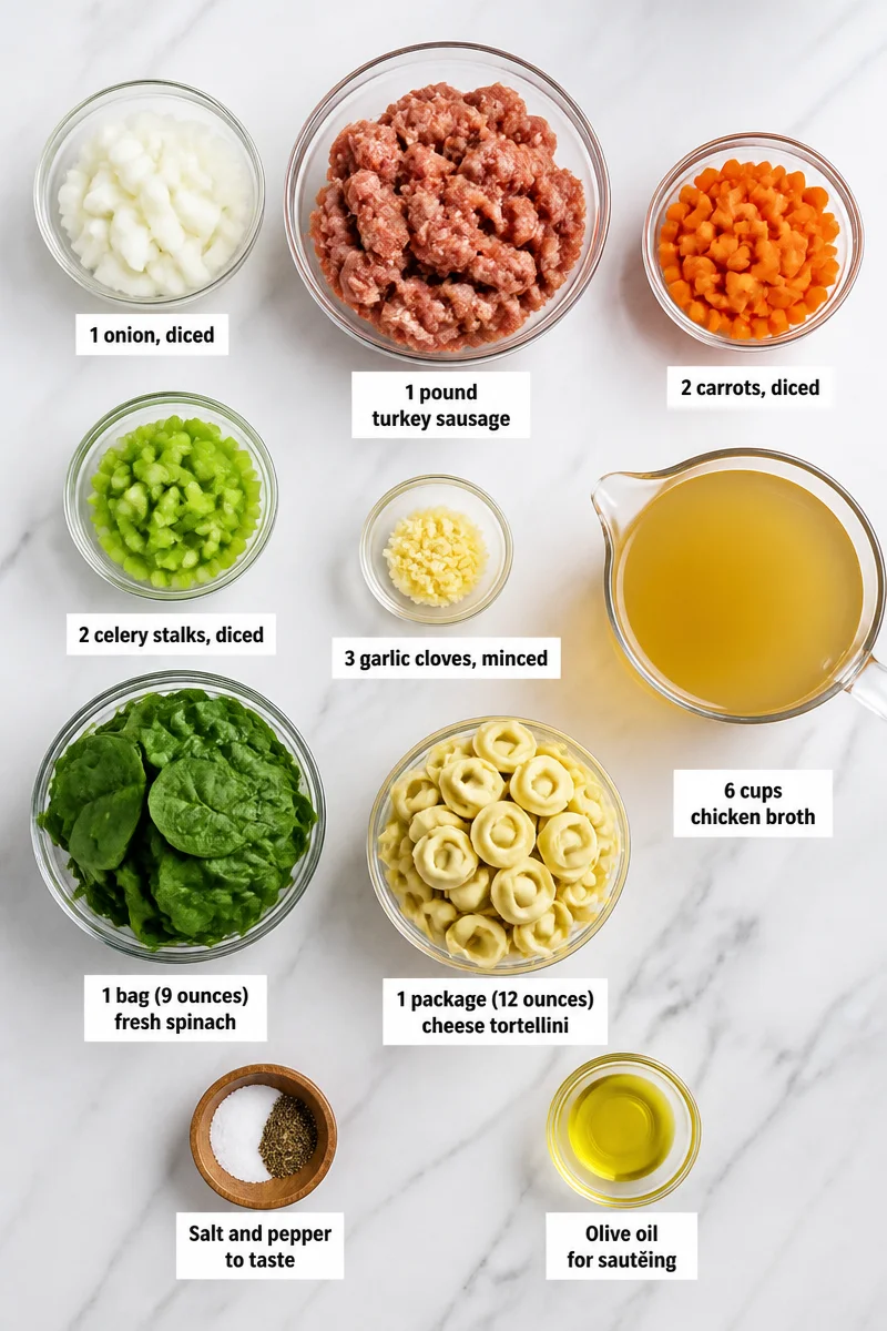 Cozy Turkey Sausage And Spinach Tortellini Soup