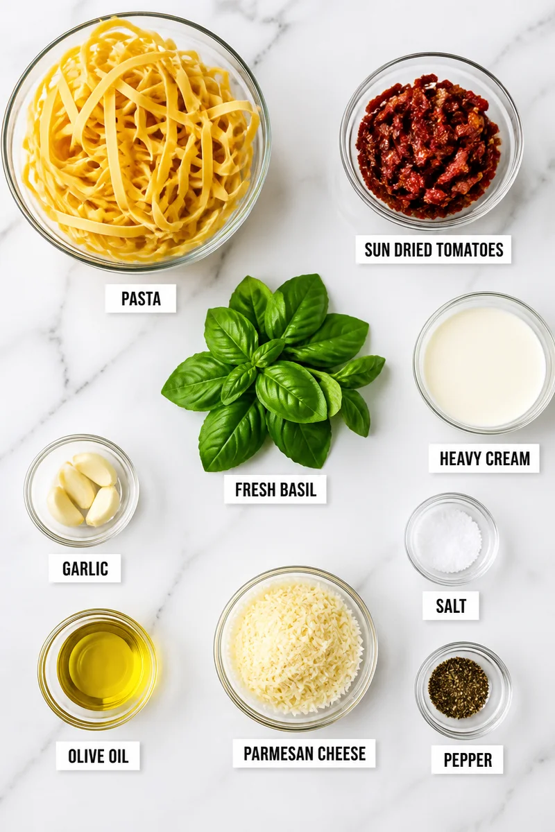 Creamy Basil And Sun Dried Tomato Pesto Pasta