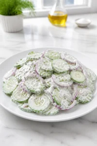 Creamy Dill And Red Onion Cucumber Salad