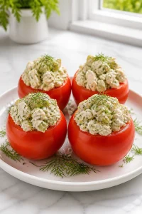 Creamy Dill Pickle Chicken Salad Stuffed Tomatoes