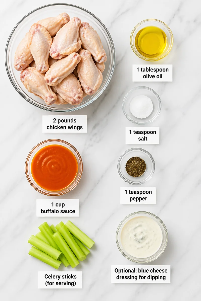 Crispy Air Fryer Buffalo Chicken Wings with Celery Sticks